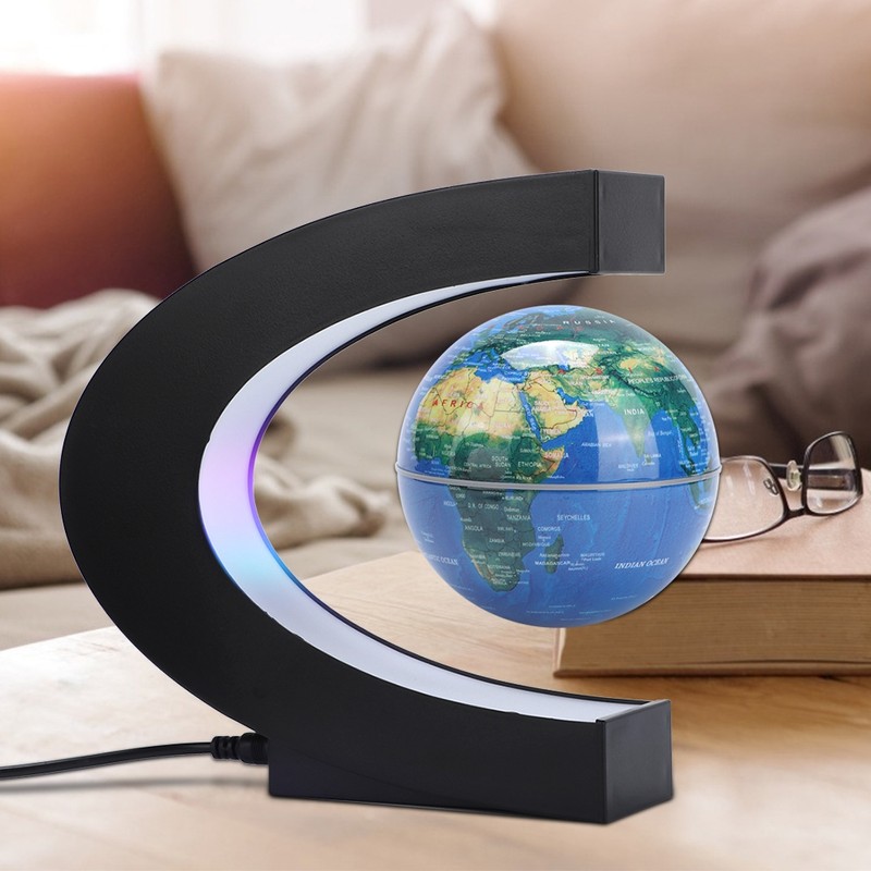 3in C Shape Magnetic Levitation Floating Globe World Map Ornament