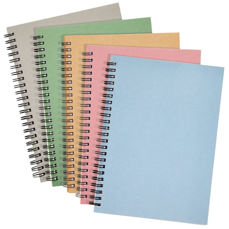 5 Pack 6x8 inch Spiral Journals, Small Notebooks Bulk with