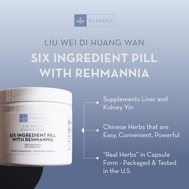 D’AO Labs Six Ingredient Pill with Rehmannia - Liu Wei Di Huang Wan - Herbal Capsules. 100 Capsules.