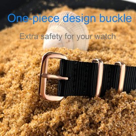 MZBUTIQ 14 mm Black Ballistic Nylon Watch Strap One-piece Replacement Band Women Rose Gold Buckle