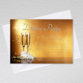 Pack of Divorce Party Invitations with Envelopes: Gold Champagne Divorce Party Invites (Pack of 20 with Envelopes)