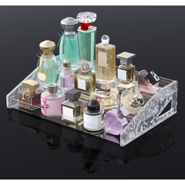 guuooge Perfume Organizer- 3 Tier Cologne Stand Clear Plastic Cologne Organizer for Men/Women Fragrance, Lotion, Skincare Display Holder Shelf(Clear)