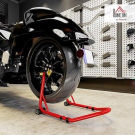 HOMCOM Motorcycle Stand Set Front/Rear Repair Stand Motorcycle Jack up to 544 kg Motorcycle Stand for Rear Wheel Steel Red