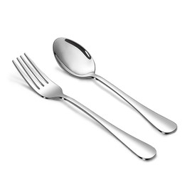 SANTUO Forks and Spoons Set, 6PCS 7.3" Salad Forks and 6PCS 7.3" Soup Spoons, Stainless Steel Silverware set of 12, Mirror Polished & Dishwasher Safe