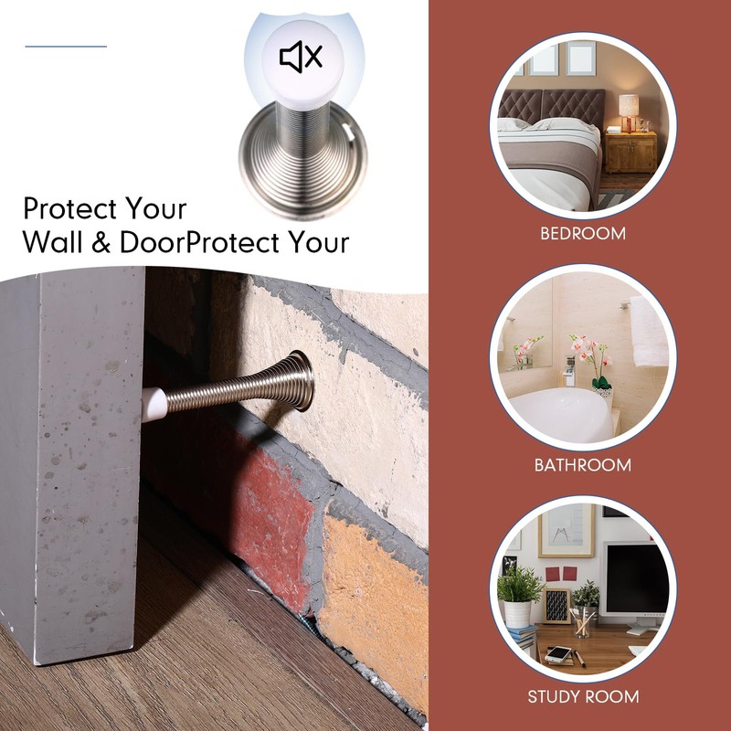 Newwiee 100 Pack Spring Door Stopper Bulk with Rubber Bumper