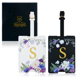 2 Pack PU Leahter Luggage Tags with PU Leather Straps, Fun Travel case Labels, Privacy-Protected ID Card Holders, Allowing for Quick Identification of Luggage and Easy locating of Your Bags (S)