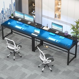 Unikito Black Desk with Monitor Stand, Modern Industrial Home Office Computer Desk, PC Desk for Student Work Writing Study Gaming, Simple and Wooden Computer Table in Living Room Workstation, 55 Inch