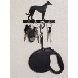 Greyhound Dog Leash Rack Holder Hanger Organizer for Wall - Four Hooks to Hang Dog Leashes - Pet Home Decor