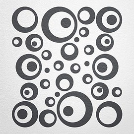 WANDfee® Wall Tattoo, Circles, Dots, 50 Stickers, Colour Choice For Children's Bedroom, Living Room, Hallway, Bathroom, Kitchen, Tile Stickers, grey