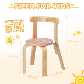 Swegrow Wooden Kids Chair, Toddler Chair for Table, Kids Stackable Chairs, Kid Wooden Furniture for Family/Playroom/Classroom（Set of 2-Color）