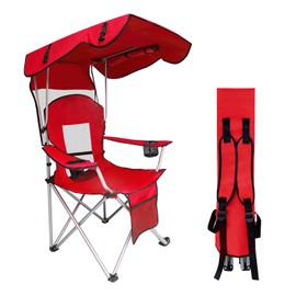 CAMP SOLUTIONS Portable Folding Camping Chair - Lightweight, Durable Outdoor Chair for Camping, Fishing, Beach, Lawn, and More - Comfortable Folding Chairs for Outside Activities (RED)