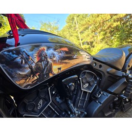 Indian Scout - Motorcycle Tank Decals - 3pc Set - Native American Red Mohawk - for 2015 Thru 2024 Scout Bobber 60 20 Rogue