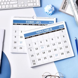 2025 Wall Calendar - 3-Month Wall Calendar Display (Folded in a Month), January 2025 - December 2025, 11" x 26", 3 Month Calendar - Haze Blue