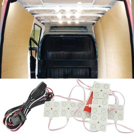 Ampper 12V 40 LEDs Interior Van Light Kits, LED Ceiling Lights with Simplified Harness Switch Fuse for Van RV Boats Caravans Trailers VW LWB and More (10 Modules, White)