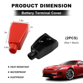 SHMZK 2PCS Battery Terminal Covers, Insulating Soft PVC Positive Negative Battery Cable Stud Cover, Flexible Battery Terminal Covers Stud Boots Protector for Car Truck Marine Boat