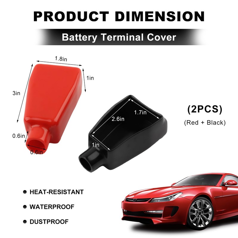 SHMZK 2PCS Battery Terminal Covers, Insulating Soft PVC Positive Negative