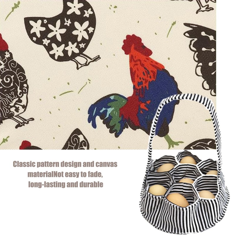 WEZCHUGHAOL Rustic Striped Egg Collecting Basket for Home and Garden