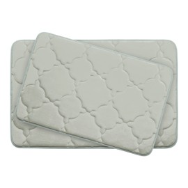 Dorothy Premium Extra Thick Memory Foam 2-Piece Bath Mat Set with BounceComfort Technology, 20" x 32" Light Grey