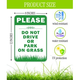 6X Please Do Not Drive Park On Grass Double sided Signs with Stakes - Plastic Street, Road No Parking Sign - 12x8 Inch Yard Lawn Stay Off Grass Signs with Stake - Please Keep Off The Grass Sign