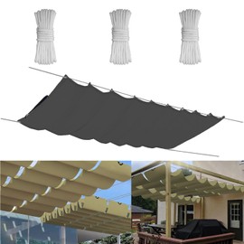 Retractable Wave Awning 1 x 2 m, Adjustable Roll-Up Sun Protection with Eyelets, Tension Awning Shade, Awning Waterproof Adjustable Awning Fabric for Patio Canopy - Dark Graphite