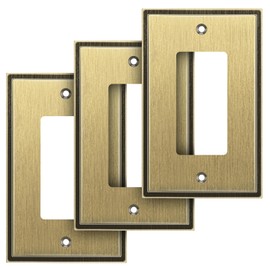 Henne Bery Soft Modern Decorative Wall Plate Switch Plate Outlet Cover (Single Decorator 3PK, Antique Brass)