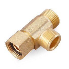 Litorange Lead-Free 1 PCS Brass Angle Stop Add-A-Tee Valve 3/8" Female by 3/8 Inch by 3/8-Inch Male T Extender Water Compression Easy Connect Tee (Pack of 1)