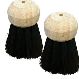 QUAILITAS Fireside Brush Head [Pack of 2] Hearth Fireplace Brush Replacement with Round Head, Wooden Stock, Traditional Fireside Cleaning Brush – Fireplace Tool Set