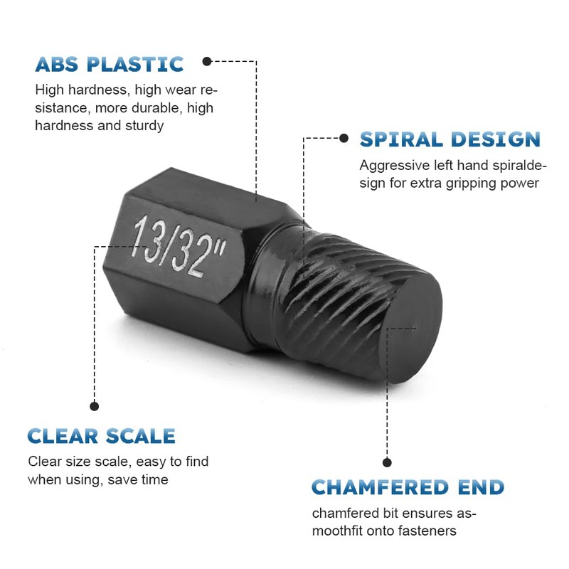 10Pcs Screw Extractor Set, Easy Out Bolt Extractor Kit, Single-Head