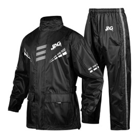 J.A.G. Waterproof Rain Suit for Men and Women - Rain Jacket Coat Pants Golf & Motorcycle Rain Gear Workwear for Men. (Black, Medium)