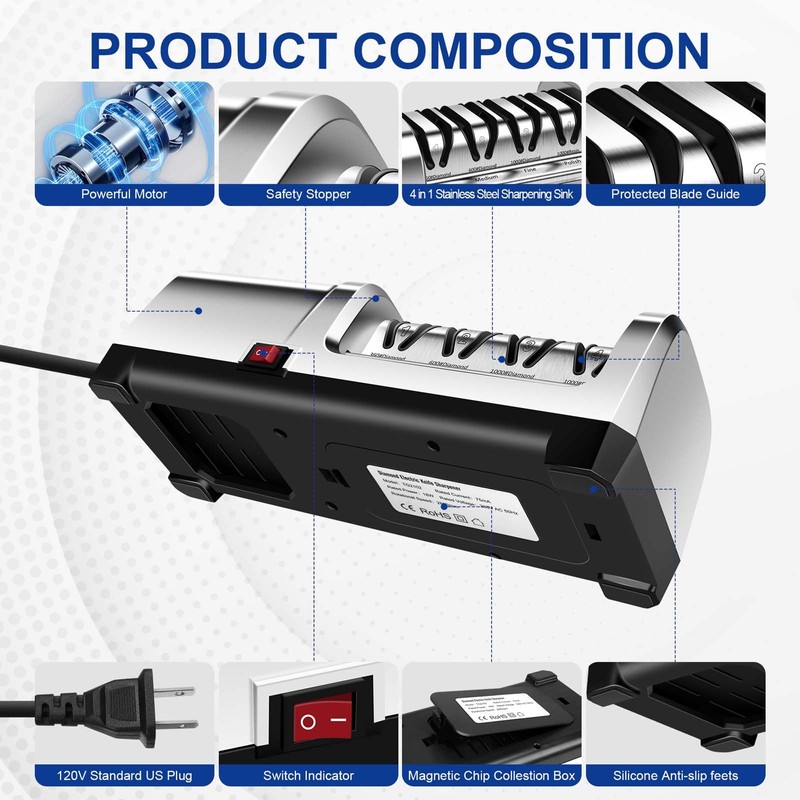 YBSVO 4 Stage Heavy-Duty Professional Electric Knife Sharpener