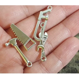 Fat-catz-copy-catz 5x Miniature Tiny Metal DIY Tools for Jewellery, Earrings, Keyring Craft Making Hammer Saw Spanner