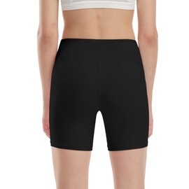 Runhit 5" Girls Volleyball Shorts Youth V Cross Waist Black Spandex Shorts Kids Dance Biker Athletic Compression Shorts