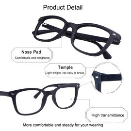 YEIN Blue Light Blocking Glasses, Photochromic Blue Sunglasses, Anti Eyestrain, Computer Reading Glasses, TV Glasses for Women/Men(Navy Blue,+2.50 Magnification)
