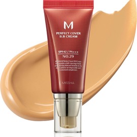 MISSHA M Perfect Cover BB Cream No.29 Caramel beige for Medium with Warm Skin Tone SPF 42 PA +++ 1.69 Fl Oz - Tinted Moisturizer for face with SPF
