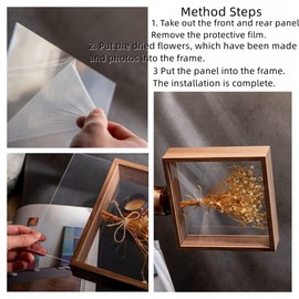 Wooden Dried Flower Photo Frame Dried Flower Display Stand Decorative Floating Photo Frame DIY Display Box, Suitable for Dried Flowers, Specimens, Handicrafts, Baby Souvenirs and Photos (Black)