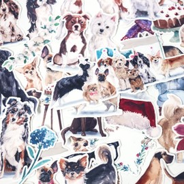 ALOHA SUN Cute Dog Stickers for Doggy Theme Party Gift Scrapbook Journal Planner/Waterproof Puppy Decals for Water Bottle Laptop Phone Guitar Luggage/Mans Best Friend (67 Pcs)