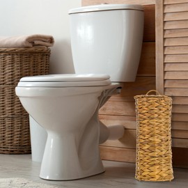 AuldHome Basket Toilet Paper Storage; Toilet Paper Holder Woven Water Hyacinth Bathroom Tissue Organizer