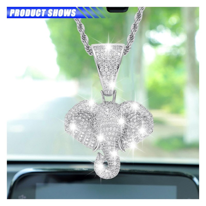smilfuy Bling Elephant Diamond Car Mirror Interior Hanging Ornament, Lucky