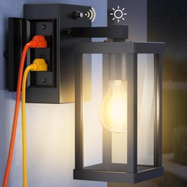 NookNova Porch Light with Outlet, Dusk to Dawn Motion Sensor Outdoor Light with GFCI Outlet Porch Light Wall Sconce Waterproof Exterior Light Fixtures Outside Light for House Patio Garage Hallway