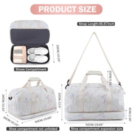 Travel Bag for Women, Weekend Bag with Shoe Compartment and Wet Pocket, Carry On Luggage, Overnight Bag, Gym Bag with Toiletry Bag, Beige Travel Bag