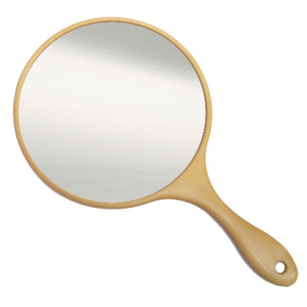 Merry Woodgrain Hand Mirror, Brown No.211, Approx. W 6.1 x D 10.6 x H 0.2 inches (15.6 x 27 x 0.7 cm)
