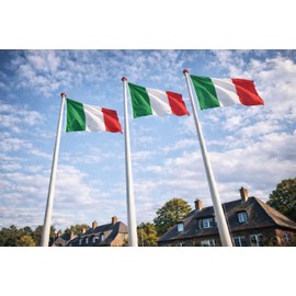 FLAGLY Premium Italy Flag 100 x 150 cm with Eyelets – High-Quality Ship Flag, 160 g/m² – Very Long Durability, Robust and Weather-Resistant, Italy Flag