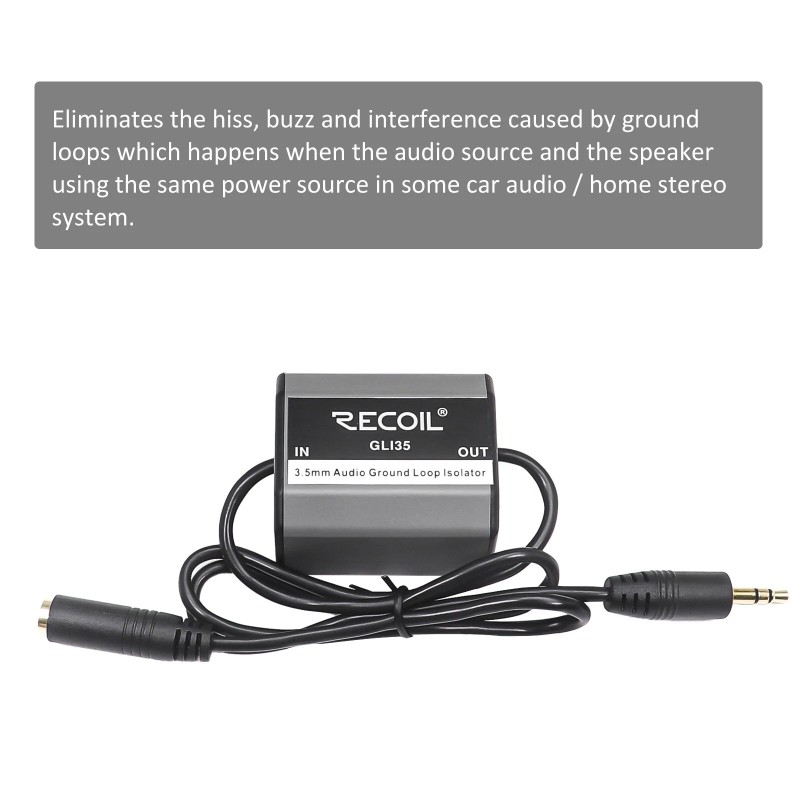 Recoil GLI-35 Ground Loop Noise Isolator for Car Audio, Home,