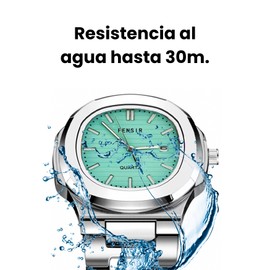 Reloj de Lujo para Hombre, Formal, Minimalisa, Elegante con Tamaño Ajustable, nautilus tiffany blue