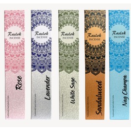 Natural Incense Stick | Pack of 5, 15 gm Each| Mixed Scents Lavender,White Sage,Nag Champa,Sandal Wood,Rose | 100% Non Toxic & Natural Hand Rolled Incense Sticks