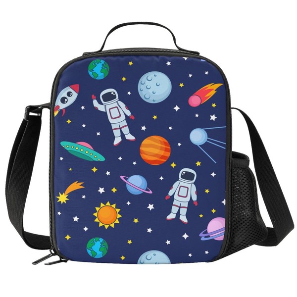 VunKo Space Cosmonaut Stars Kids Insulated Lunch Bag Small Cute