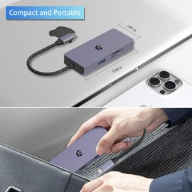 6 Ports USB C Hub, USB C Adapter, USB C Dock Dual Display 4K HDMI, USB 3.0/2.0, PD 100W, SD/TF Card Reader, Compatible with Surface Pro, Laptop and Tablet