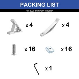 iMetrx 8 Pcs 2020 45 and 135 Degree Angle Corner Bracket Silver 2020 Extrusion Hardware T-Slot V-Slot Accessories with Screws and Nuts for 20x20 Aluminum Extrusion Connector 3D Printer Accessories