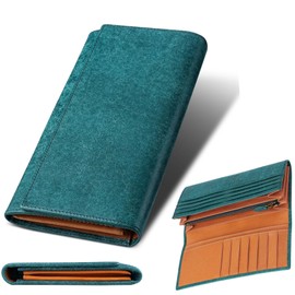 Fabrizio Men's Women's Long Wallet, Bifold Wallet, Gusset, Coin Purse, Thin, Large Capacity, 21 Cards, Easy to Use, Italian Leather, Made by Top Leather Craftsmen, Genuine Leather, YKK Zipper,