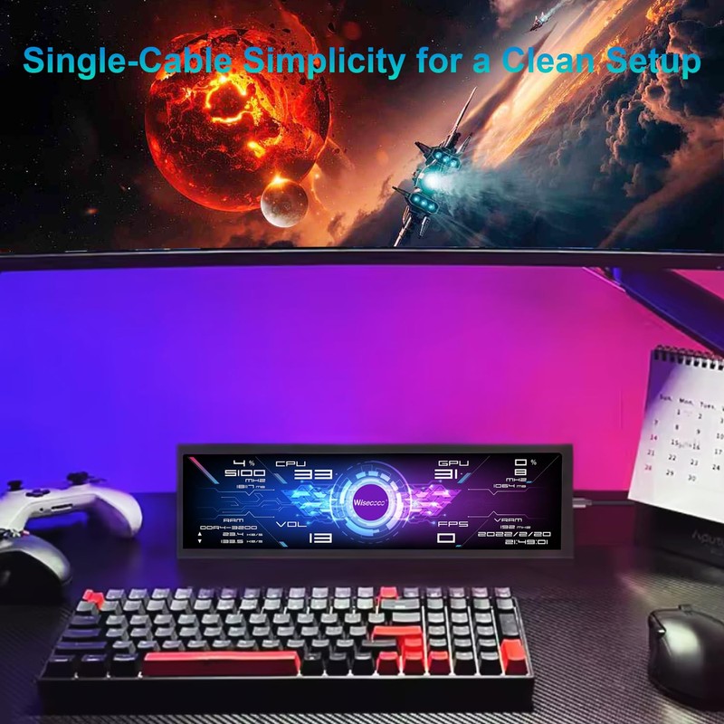 wisecoco 7.84 Inch Mini Monitor One-Cable Connection(No HDMI Needed) HD